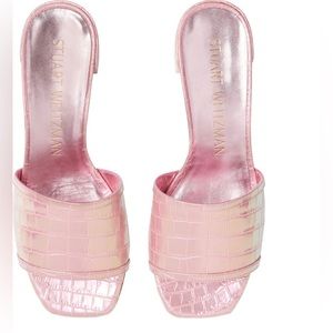 Stuart Weitzman pink croc sandals 37 worn once